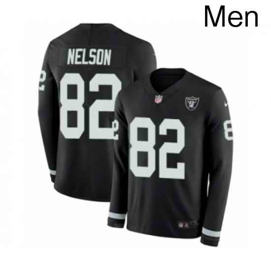 Mens Nike Oakland Raiders 82 Jordy Nelson Limited Black Therma Long Sleeve NFL Jersey